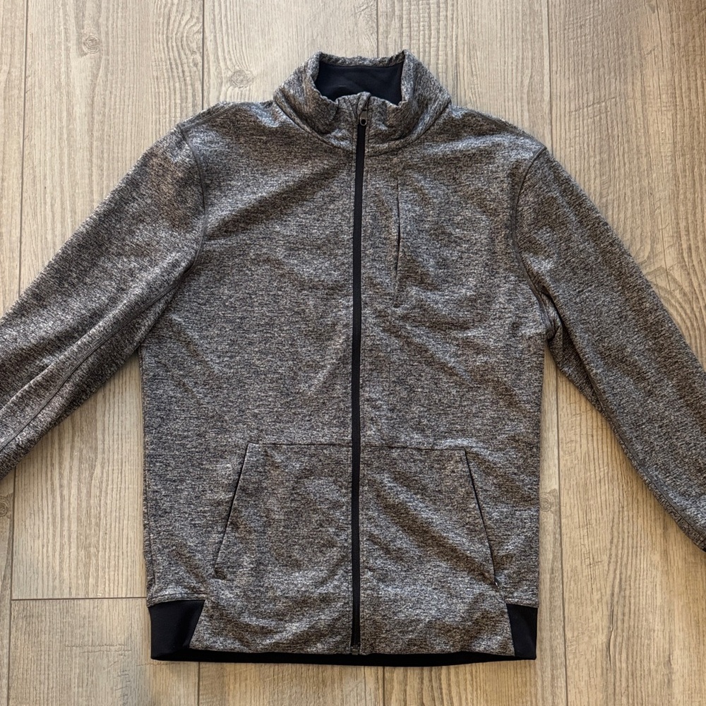 Men's Gray Full-Zip Stretch Sweater